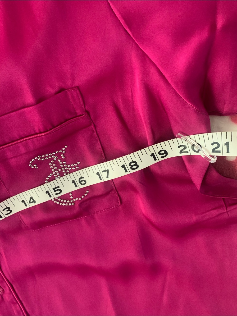 Juicy Couture Silky Satin Bling Pajama Set Raspberry Rave Large NWT - Picture 7 of 15